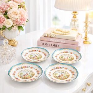 Royal Albert “Chelsea Bird” Bone China Saucers – Set of 4 | England Vintage